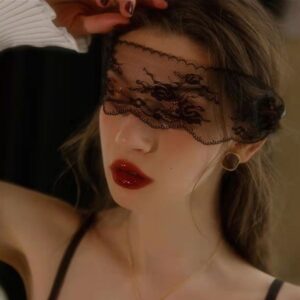 Lace Eye Mask with Semi-Sheathing Hollow Veil Design for Women