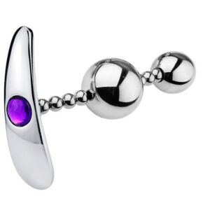 Metal Anchor-Style Swinging Anal Plug with Dual Beads, Wearable Silver Design