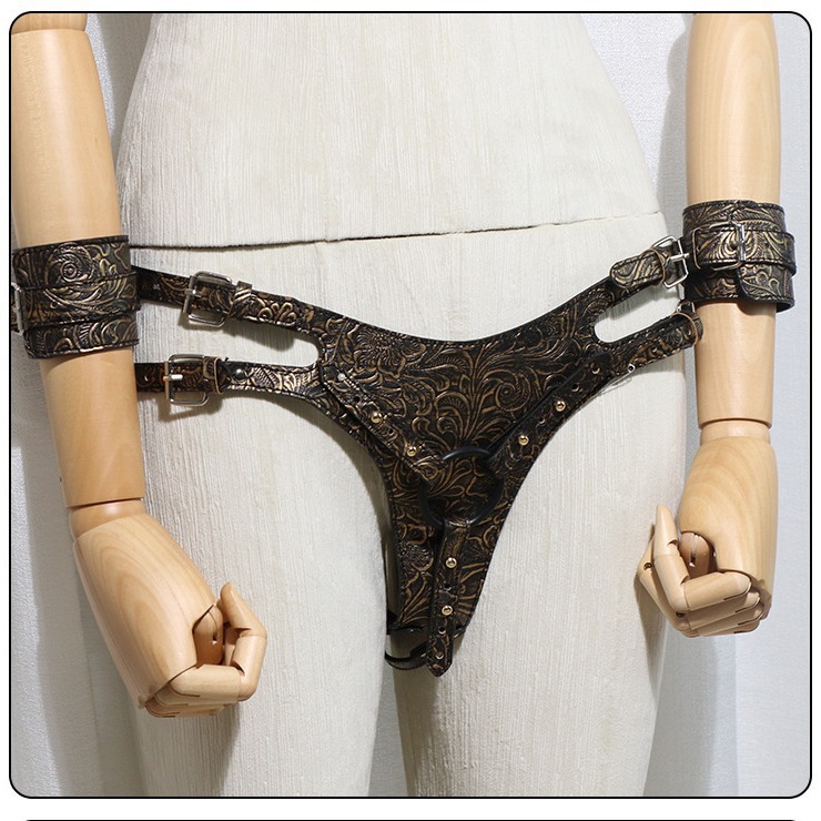 Jiuai SM Wearable Restraint Pants Set with Leather and Metal Cuffs - Image 2