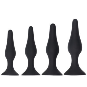 Large Silicone Anal Plug with Suction Cup Base, Black Unisex Adult Toy