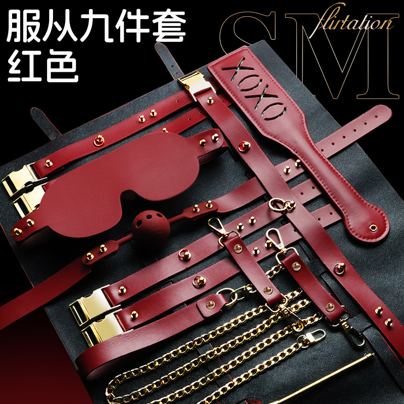 M-Obey Nine-Piece Bondage Kit with Handcuffs, Red Storage Bag, Couple Play Set - Image 2