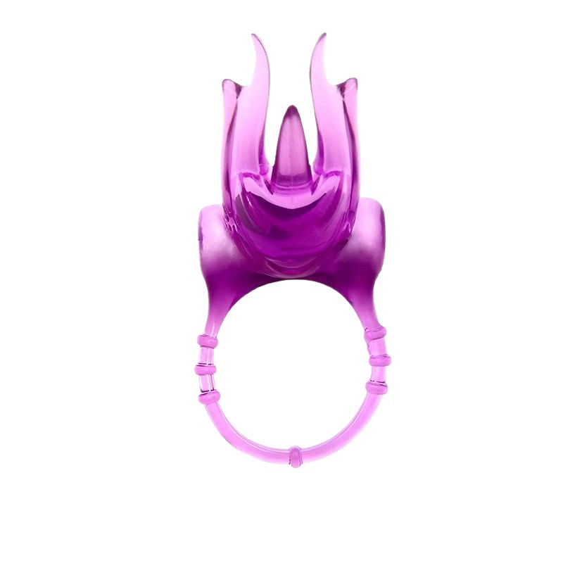 Couples Vibrating Ring Set with Delay Wipes and Cleaning Wipes, Purple TPE - Image 5