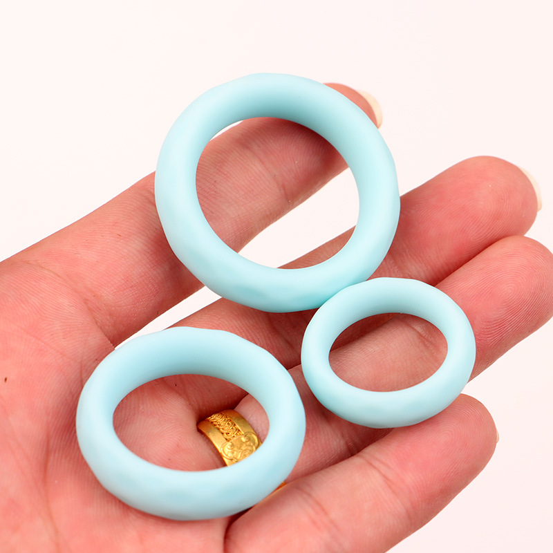 Men's Silicone Triple-Ring Set, Non-Vibrating Cock Ring, Stretchy Slip-on Design - Image 3