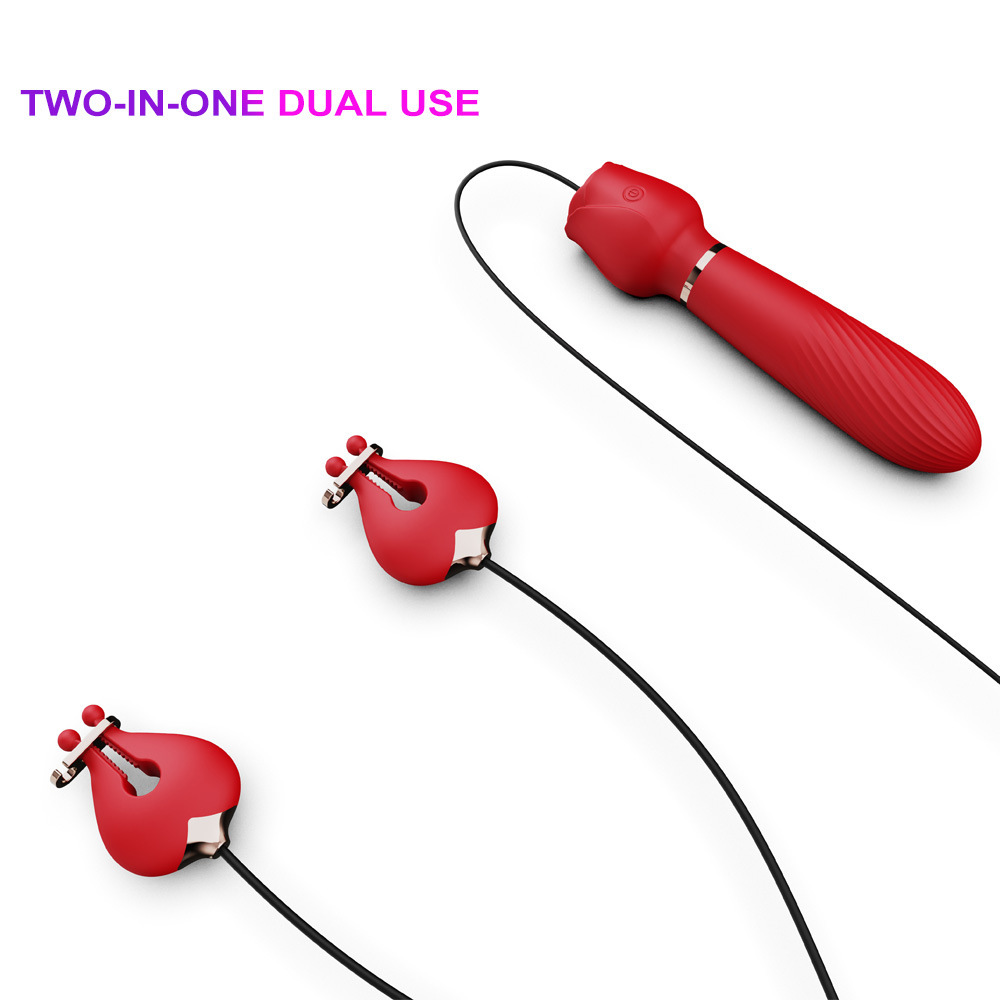 Rose Breast Clip Vibrator, Silicone Rose-Red Massager for Adults - Image 5