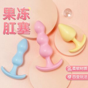 Jelly Anal Plug 3-Pack, Flexible TPE, Three Sizes for Beginners