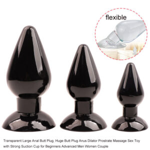 Giant Soft Anal Plug Set with Suction Cup, TPE Prostate Stimulator, 3 Sizes