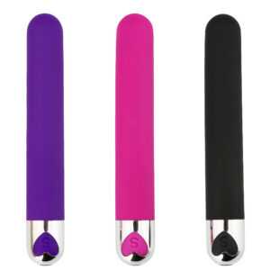 Rechargeable Long Bullet Vibrator with ABS and Silicone Body, Rose Red