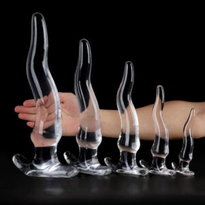Transparent Oversized Anal Plug, TPE Rear Massager for Adults, White Crystal Finish