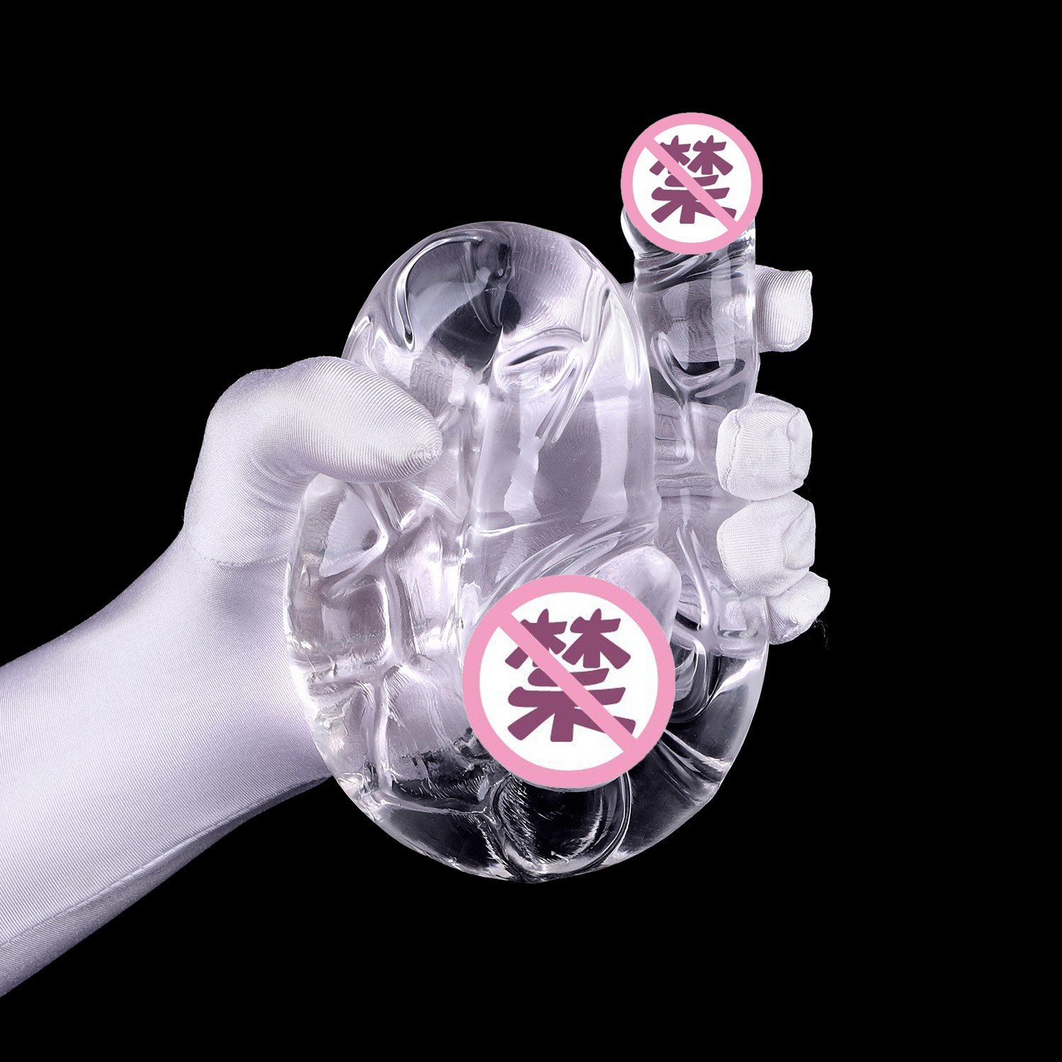 Crystal Transparent U-Shaped Double-Headed Dildo, TPE Dual-Ended Adult Toy - Image 4