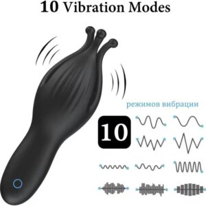 Male Penis Trainer Airplane Cup, 10-Frequency Vibration, Silicone Octopus Petal Exerciser, Button Control