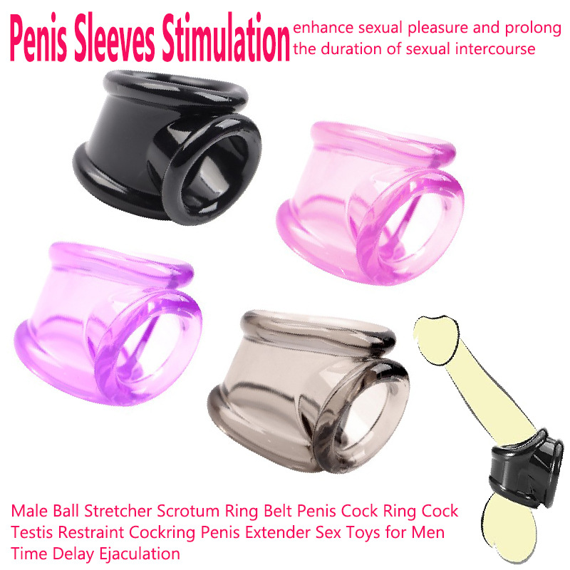 Square Lock Ring for Men, Three-Ring TPE Delay Ring, Black Slip-on Cock Ring - Image 3