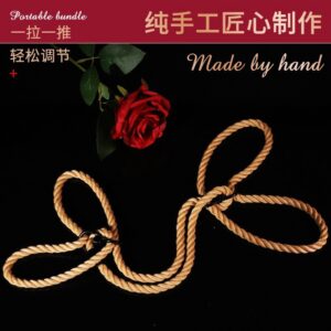 Jiuai Cotton Bondage Rope with Adjustable Leather Detail, Black SM Restraint for Couples