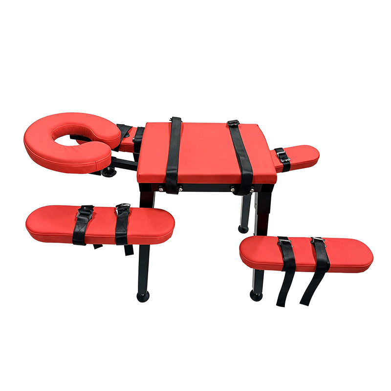 Jiuai SM Erotic Chair with Handcuffs, Couple's Flirting Tool, Black-Red PU and Iron Frame - Image 5