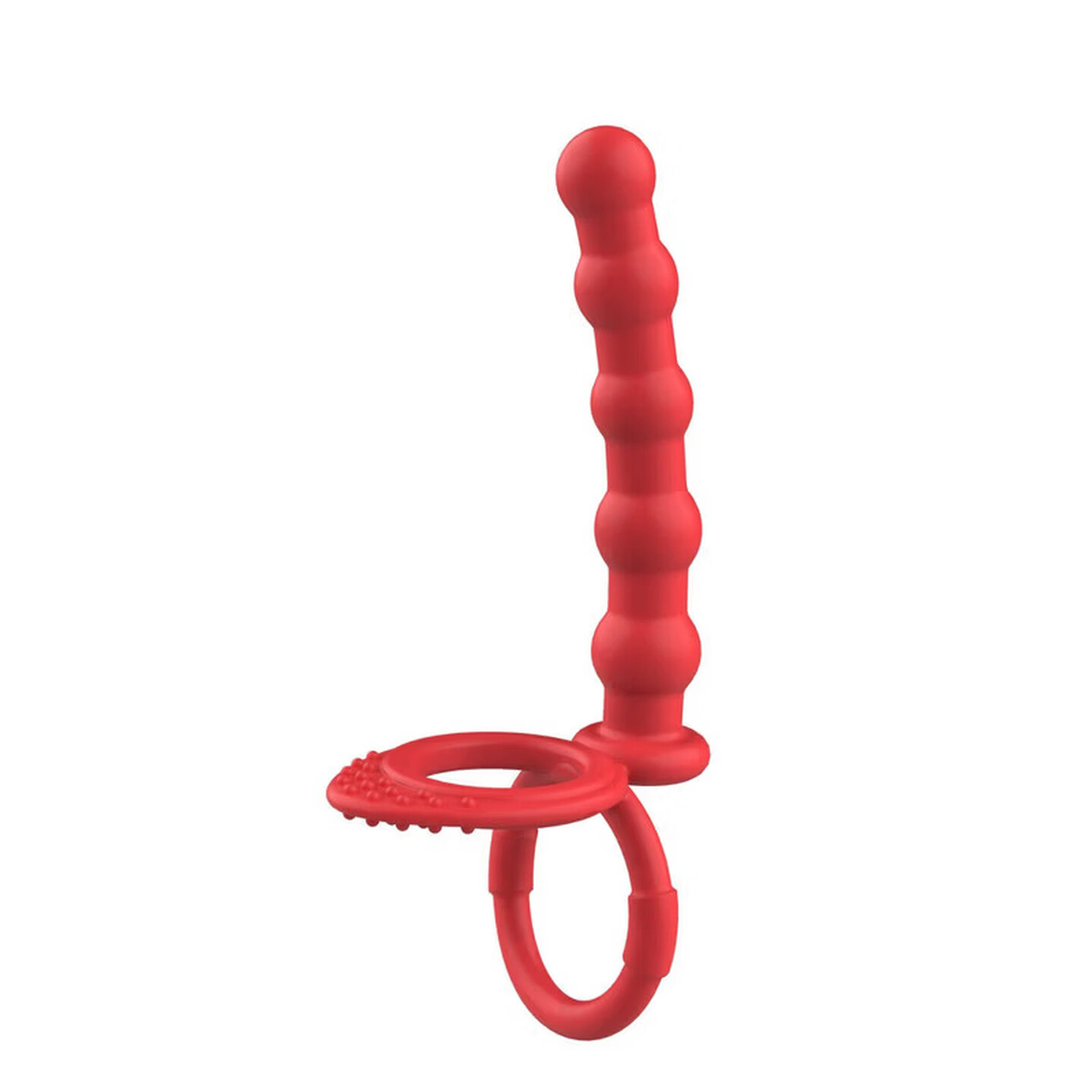 Silicone Anal Plug with Double Ring and Beaded Design, Black Prostate Massager - Image 3
