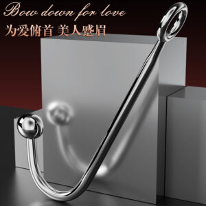 Jiuai SM Anal Hook with Leather Binding Strap, Stainless Steel Couples Training Toy